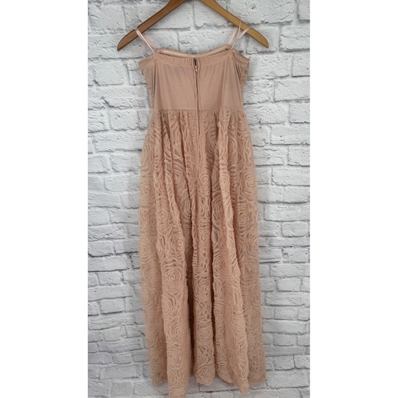 Trixxi Blush Pink Rosette Maxi Dress Rhinestone Sweetheart Formal Prom Size 9 - Picture 8 of 13